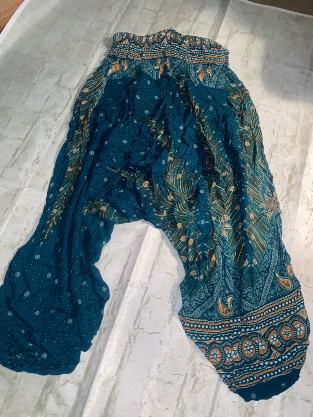 Teal Printed Harem Pants - Women Pants